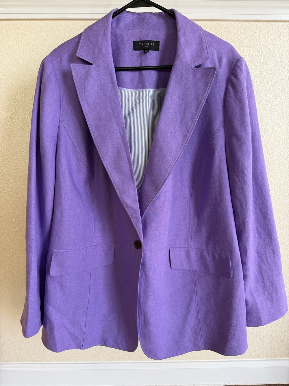 Classic Purple Linen Blazer - Size 16W